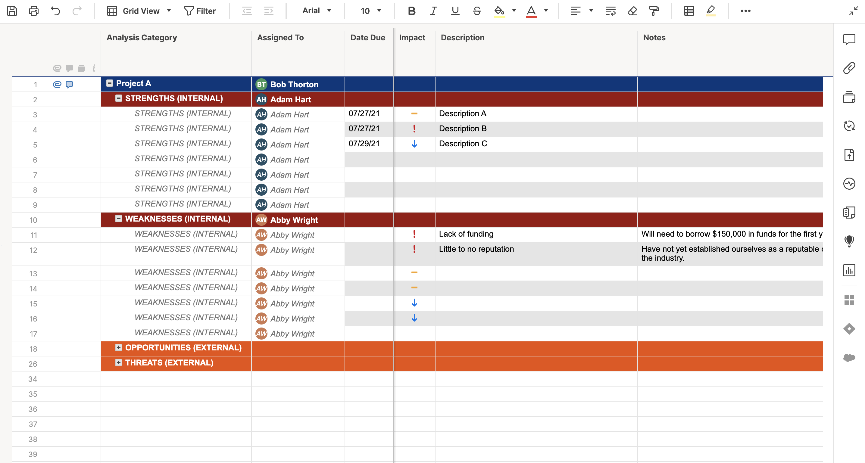 Basic Swot Analysis Template Smartsheet